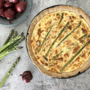 Asparagus, Onion and Feta Spring Quiche with Spelt Pastry