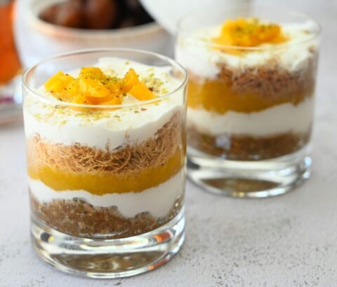Mango and coconut layered parfait