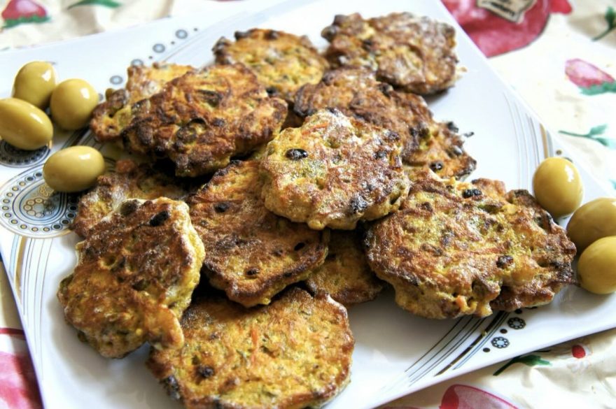 Spring Zucchini Corn and Olive Fritters