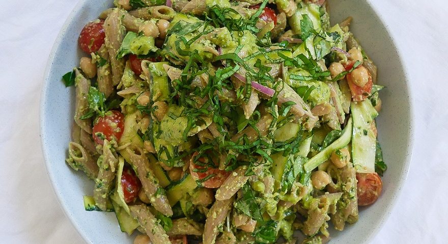 Organic Teff Pasta Salad with Macadamia Ricotta